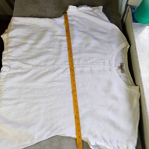 FLAX 100% Linen White Relaxed Fit Top Short Sleeve Summer Travel Size Large - Picture 13 of 14